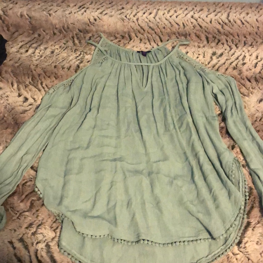 BLUE LONG SLEEVE BLOUSE